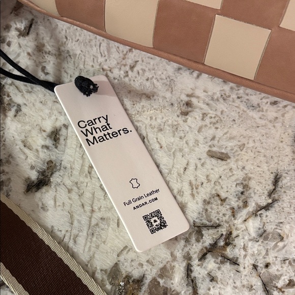 Andar The Devin Checkered Crossbody Bag in Tan and Cream - Picture 12 of 13